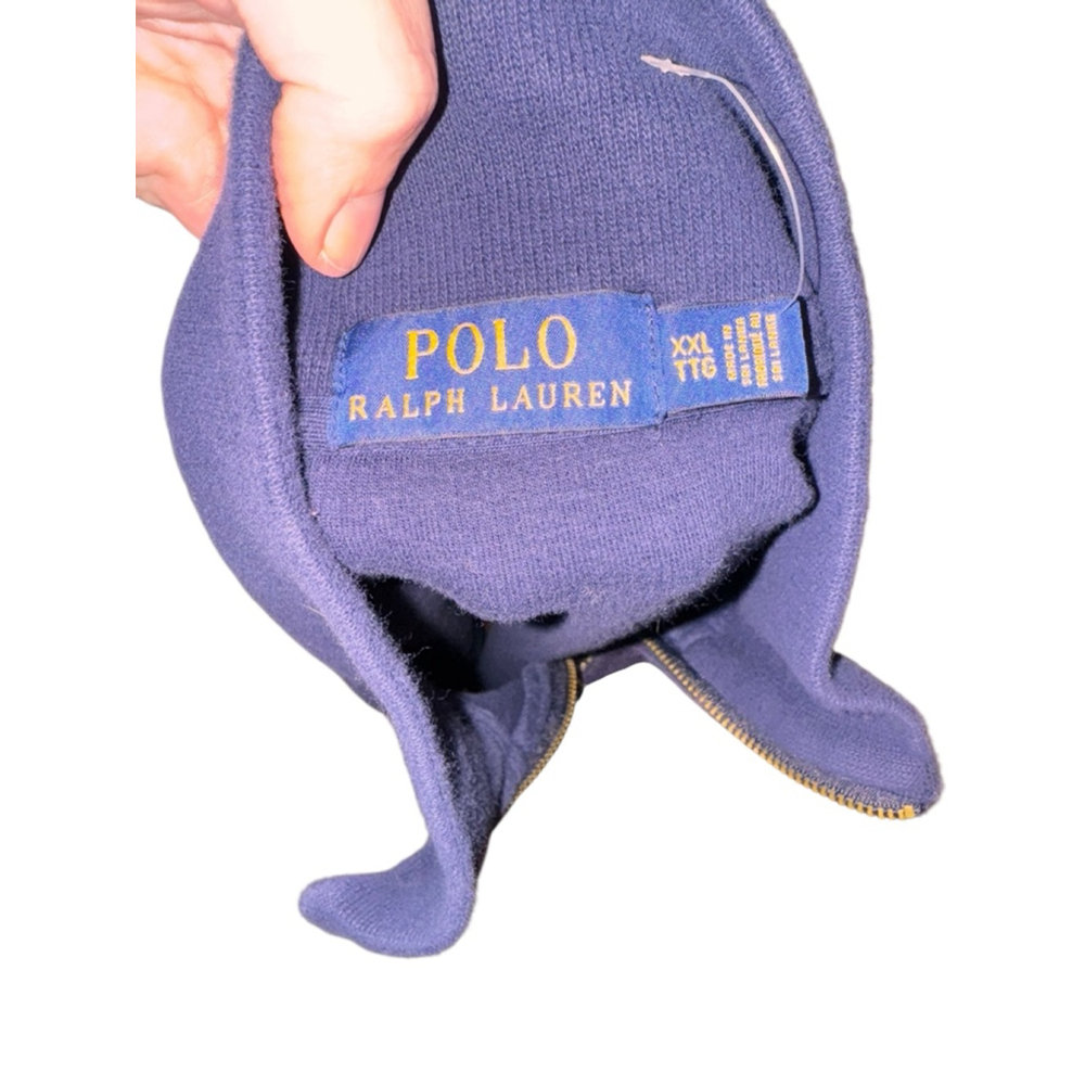 Men's Polo Ralph Lauren XXL Blue Quarter-Zip Sweatshirt with Red Logo - Picture 3 of 5